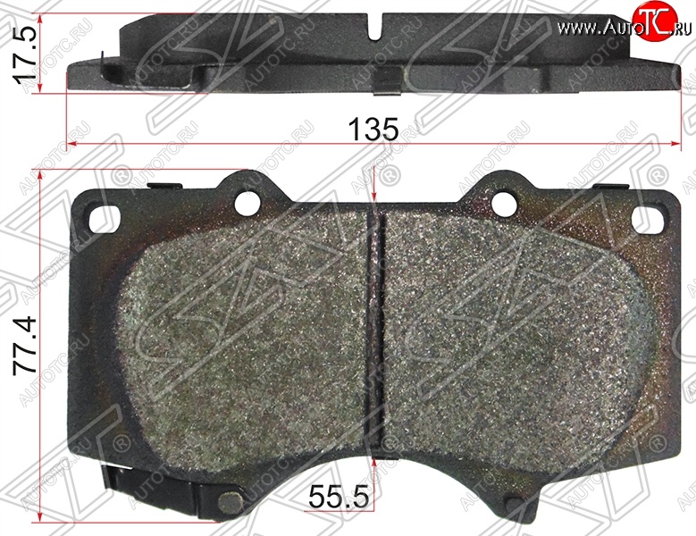 1 689 р. Колодки тормозные SAT (передние,135x77.4x17.5 mm)  Lexus GX460  J150 (2009-2022), Toyota Land Cruiser Prado  J120 (2002-2009)  с доставкой в г. Омск