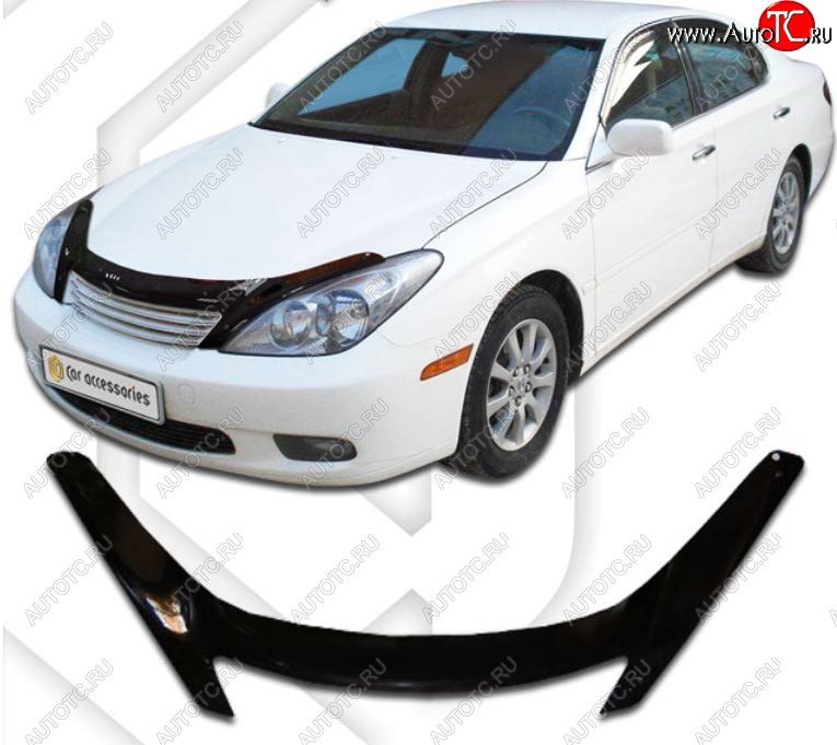 2 299 р. Дефлектор капота CA-Plastiс exclusive  Lexus ES300  XV30 (2001-2003) дорестайлинг (Classic черный, Без надписи)  с доставкой в г. Омск