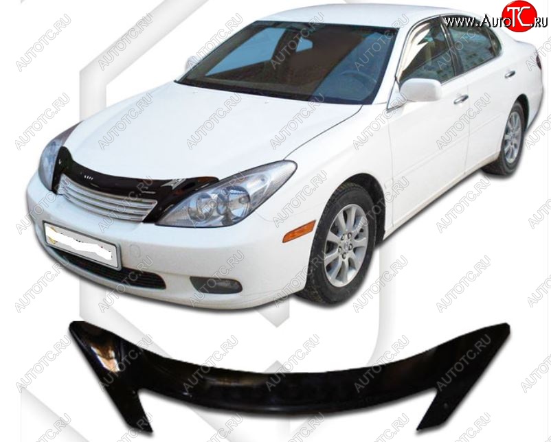 2 159 р. Дефлектор капота CA-Plastic  Lexus ES300  XV30 (2001-2003) дорестайлинг (Classic черный, Без надписи)  с доставкой в г. Омск