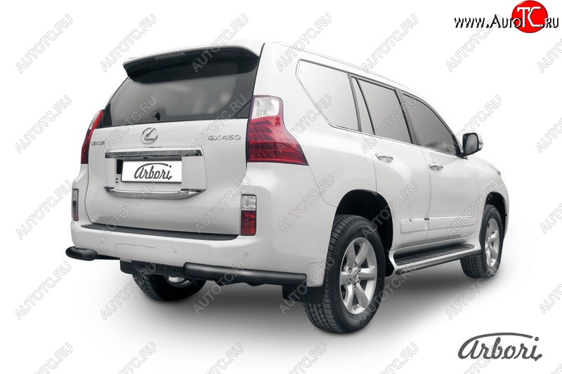 9 269 р. Защита заднего бампера Arbori (уголки, черная, 1 труба d76 mm).  Lexus GX460  J150 (2009-2013) дорестайлинг  с доставкой в г. Омск