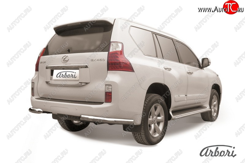 17 369 р. Защита заднего бампера Arbori (уголки, нержавейка, 1 труба d76 mm). Lexus GX460 J150 дорестайлинг (2009-2013)  с доставкой в г. Омск