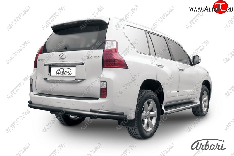 13 499 р. Защита заднего бампера Arbori (черная, 2 трубы d76 и 42 mm). Lexus GX460 J150 дорестайлинг (2009-2013)  с доставкой в г. Омск