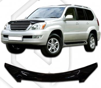 3 099 р. Дефлектор капота CA-Plastiс  Lexus GX470  J120 (2002-2007) дорестайлинг (Classic черный, Без надписи)  с доставкой в г. Омск. Увеличить фотографию 1