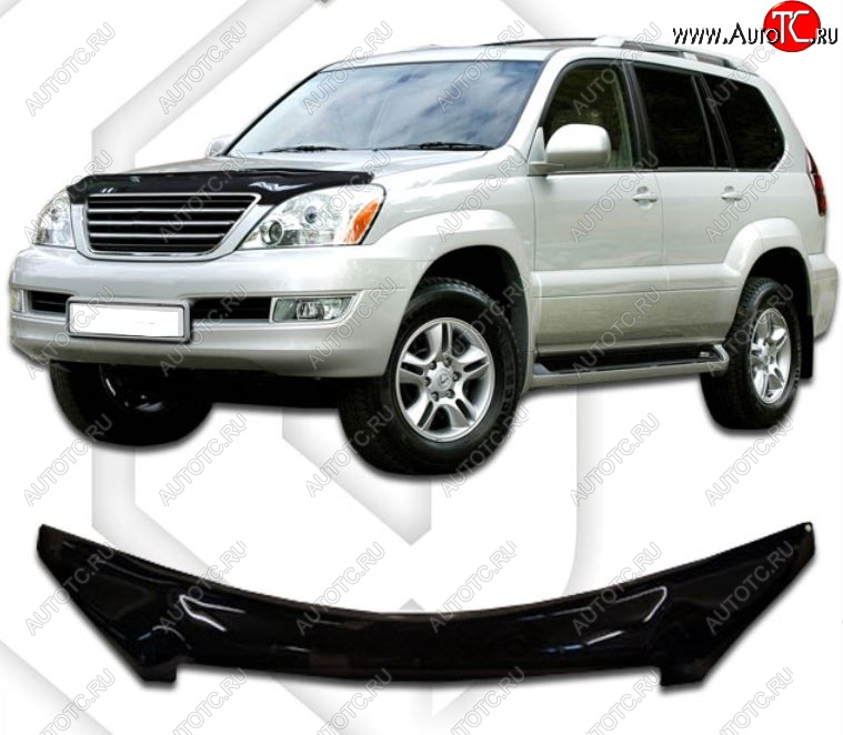 3 099 р. Дефлектор капота CA-Plastiс  Lexus GX470  J120 (2002-2007) дорестайлинг (Classic черный, Без надписи)  с доставкой в г. Омск