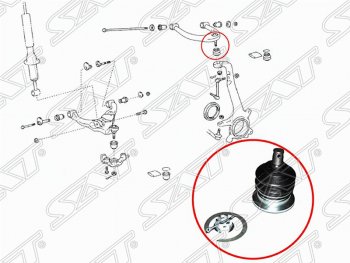 669 р. Шаровая опора верхнего рычага SAT  Lexus GX460 (J150), GX470 (J120), LX470 (J100), Toyota 4Runner (N280), FJ-Cruiser, Hilux Surf (N210), Land Cruiser (100), Land Cruiser Prado (J120,  J150)  с доставкой в г. Омск. Увеличить фотографию 2