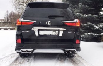 22 699 р. Накладка заднего бампера Автократ (без глушителя) Lexus LX450d J200 2-ой рестайлинг (2015-2022) (Неокрашенная)  с доставкой в г. Омск. Увеличить фотографию 3