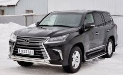 25 799 р. Защита переднего бампера (2 трубы Ø42 мм, нержавейка) Petroil Tuning  Lexus LX450d  J200 (2015-2022) 2-ой рестайлинг  с доставкой в г. Омск. Увеличить фотографию 2