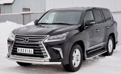 18 499 р. Защита переднего бампера (2 трубыØ63 и 42 мм, нержавейка) SLITKOFF Lexus LX450d J200 2-ой рестайлинг (2015-2022)  с доставкой в г. Омск. Увеличить фотографию 2