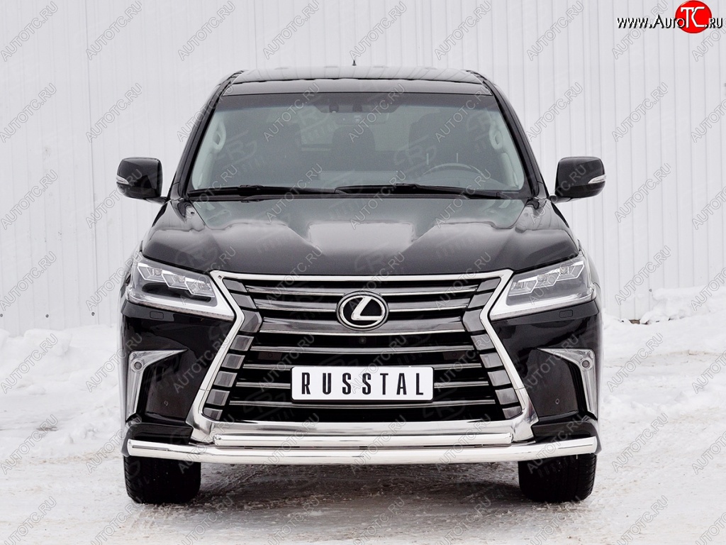 18 499 р. Защита переднего бампера (2 трубыØ63 и 42 мм, нержавейка) SLITKOFF Lexus LX450d J200 2-ой рестайлинг (2015-2022)  с доставкой в г. Омск