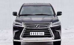 22 699 р. Защита переднего бампера (2 трубыØ63 мм, нержавейка) SLITKOFF Lexus LX450d J200 2-ой рестайлинг (2015-2022)  с доставкой в г. Омск. Увеличить фотографию 1