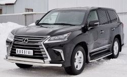 20 849 р. Защита переднего бампера (2 трубыØ63 и 75х42 мм, нержавейка) Russtal Lexus LX450d J200 2-ой рестайлинг (2015-2022)  с доставкой в г. Омск. Увеличить фотографию 2