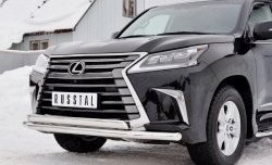 20 849 р. Защита переднего бампера (2 трубыØ63 и 75х42 мм, нержавейка) Russtal Lexus LX450d J200 2-ой рестайлинг (2015-2022)  с доставкой в г. Омск. Увеличить фотографию 4