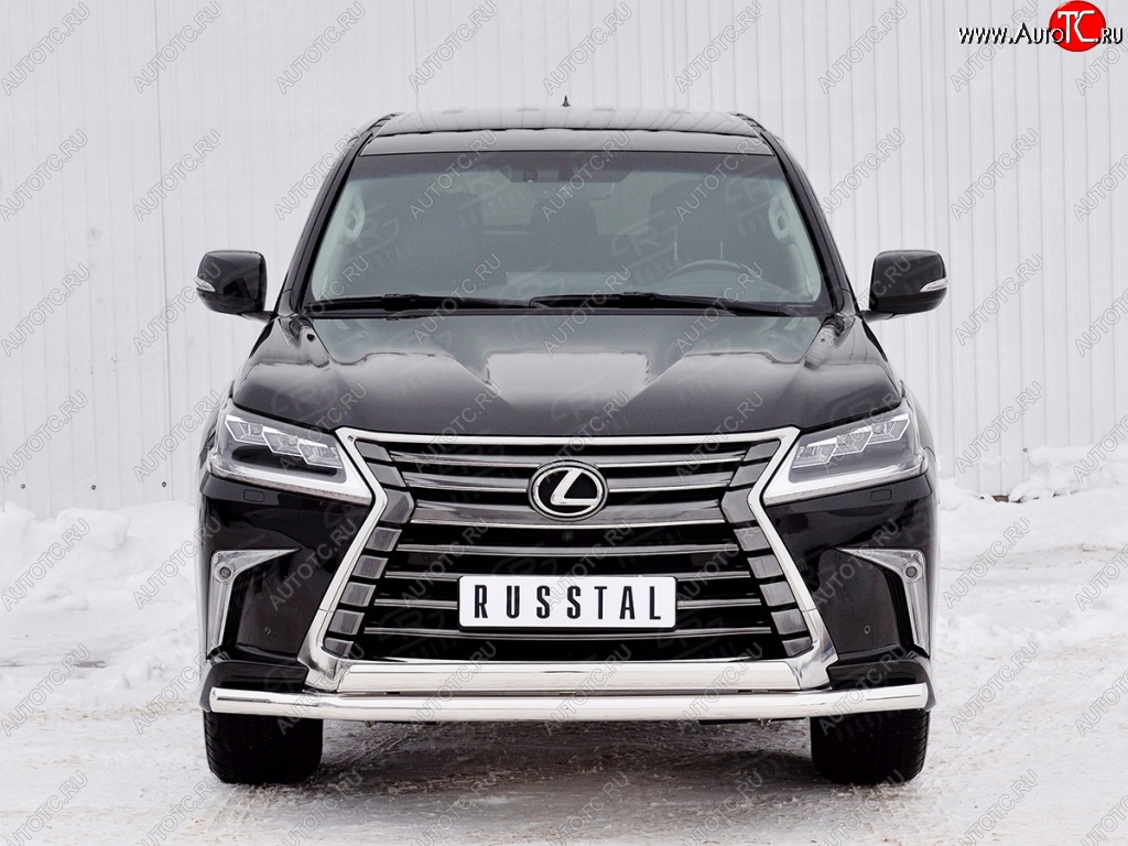 20 849 р. Защита переднего бампера (2 трубыØ63 и 75х42 мм, нержавейка) Russtal Lexus LX450d J200 2-ой рестайлинг (2015-2022)  с доставкой в г. Омск