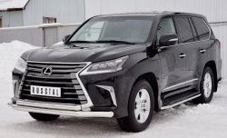 20 999 р. Защита переднего бампера (2 трубыØ76 и 63 мм, нержавейка) SLITKOFF Lexus LX450d J200 2-ой рестайлинг (2015-2022)  с доставкой в г. Омск. Увеличить фотографию 2