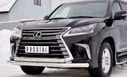 20 999 р. Защита переднего бампера (2 трубыØ76 и 63 мм, нержавейка) SLITKOFF Lexus LX450d J200 2-ой рестайлинг (2015-2022)  с доставкой в г. Омск. Увеличить фотографию 4