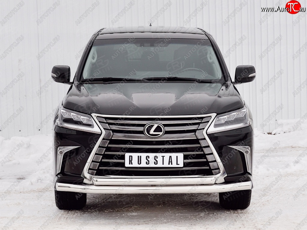 20 999 р. Защита переднего бампера (2 трубыØ76 и 63 мм, нержавейка) SLITKOFF Lexus LX450d J200 2-ой рестайлинг (2015-2022)  с доставкой в г. Омск