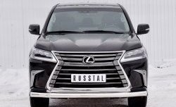 Защита переднего бампера (Ø76 мм, нержавейка) Russtal Lexus LX450d J200 2-ой рестайлинг (2015-2022)