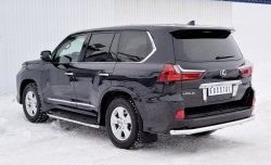 14 599 р. Защита заднего бампера (Ø63 мм, нержавейка, NOT F-SPORT/HERITAGE) Russtal Lexus LX450d J200 2-ой рестайлинг (2015-2022)  с доставкой в г. Омск. Увеличить фотографию 2