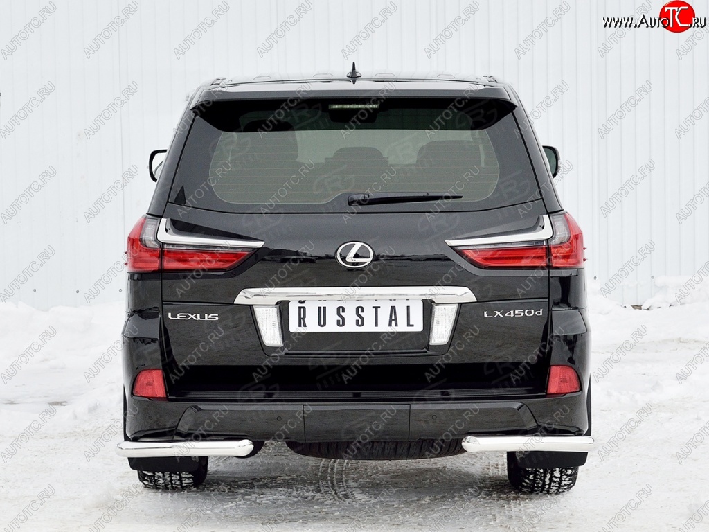 13 999 р. Защита заднего бампера (Ø63 мм уголки, нержавейка) Russtal Lexus LX450d J200 2-ой рестайлинг (2015-2022)  с доставкой в г. Омск