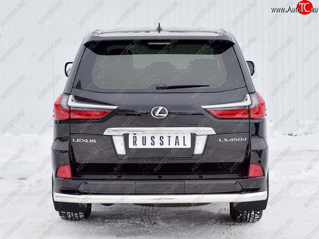 15 649 р. Защита заднего бампера (Ø76 мм, нержавейка) Russtal Lexus LX450d J200 2-ой рестайлинг (2015-2022)  с доставкой в г. Омск