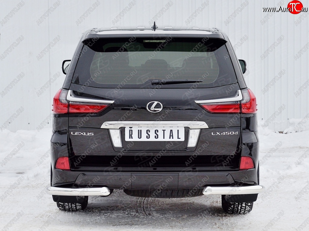 18 499 р. Защита заднего бампера (Ø76 мм уголки, нержавейка) Russtal Lexus LX450d J200 2-ой рестайлинг (2015-2022)  с доставкой в г. Омск