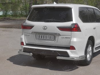 14 849 р. Защита заднего бампера (2 трубы Ø76 и 42 мм уголки, нержавейка)  Lexus LX450d  J200 - LX570  J200  с доставкой в г. Омск. Увеличить фотографию 2