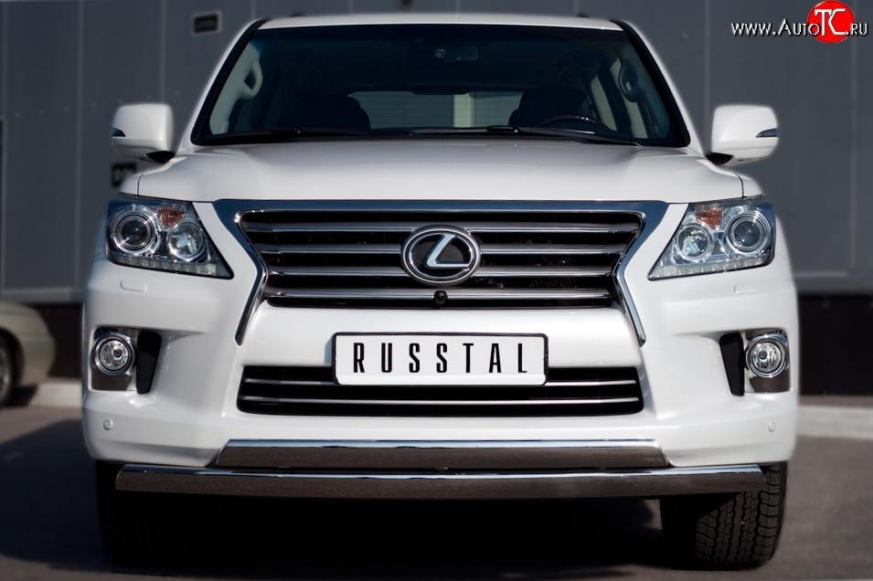 17 999 р. Защита переднего бампера (2 трубыØ75х42 мм, нержавейка) Russtal Lexus LX570 J200 дорестайлинг (2007-2012)  с доставкой в г. Омск