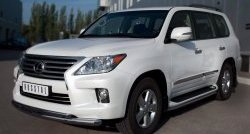 18 499 р. Защита переднего бампера (2 трубыØ76 и 42 мм, нержавейка) SLITKOFF Lexus LX570 J200 дорестайлинг (2007-2012)  с доставкой в г. Омск. Увеличить фотографию 4