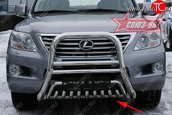 26 849 р. Защита переднего бампера нижняя Souz-96 Lexus LX570 J200 дорестайлинг (2007-2012)  с доставкой в г. Омск