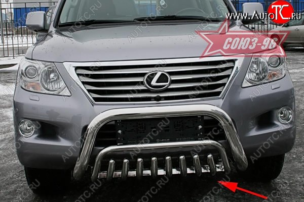 23 849 р. Защита переднего бампера нижняя Souz-96 Lexus LX570 J200 дорестайлинг (2007-2012)  с доставкой в г. Омск