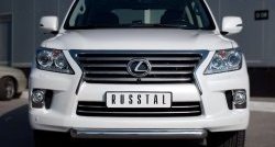 Одинарная защита переднего бампера SLITKOFF диаметром 76 мм Lexus (Лексус) LX570 (ЛХ)  J200 (2007-2012) J200 дорестайлинг