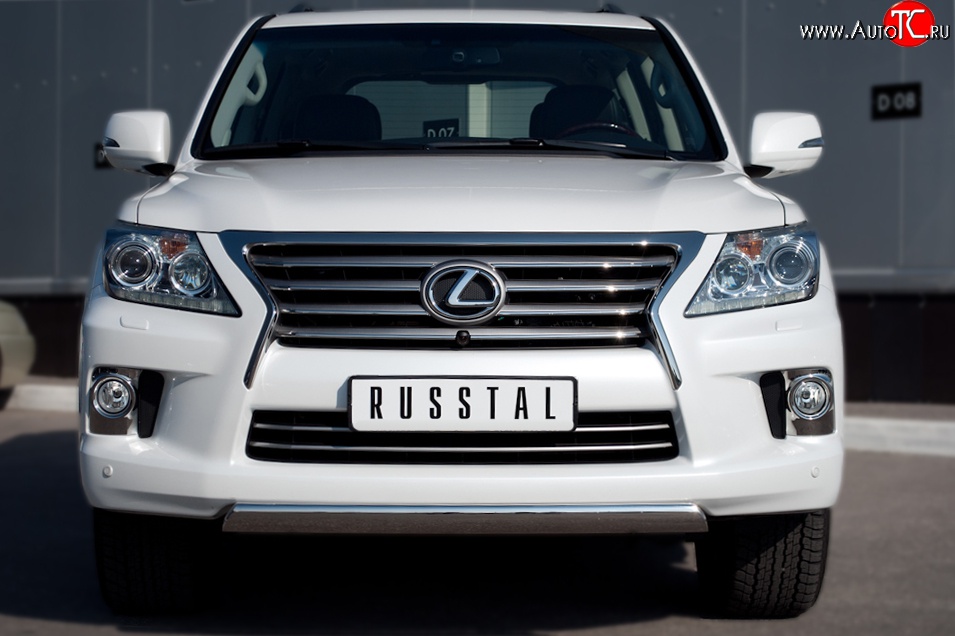 14 999 р. Защита переднего бампера Russtal из овальной трубы диаметром 75x42 мм Lexus LX570 J200 дорестайлинг (2007-2012)  с доставкой в г. Омск