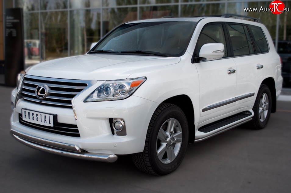 14 999 р. Защита порогов SLITKOFF из круглой трубы диаметром 42 мм (2012-н.в.)  Lexus LX570  J200 (2007-2012) дорестайлинг  с доставкой в г. Омск