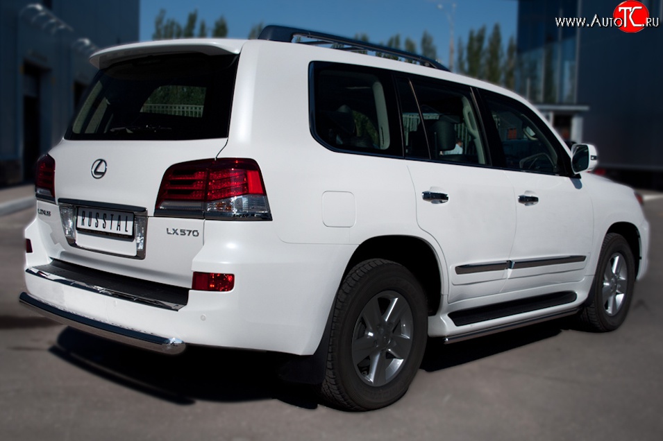 14 749 р. Защита заднего бампера (Ø76 мм, нержавейка) SLITKOFF  Lexus LX570  J200 (2007-2012) дорестайлинг  с доставкой в г. Омск