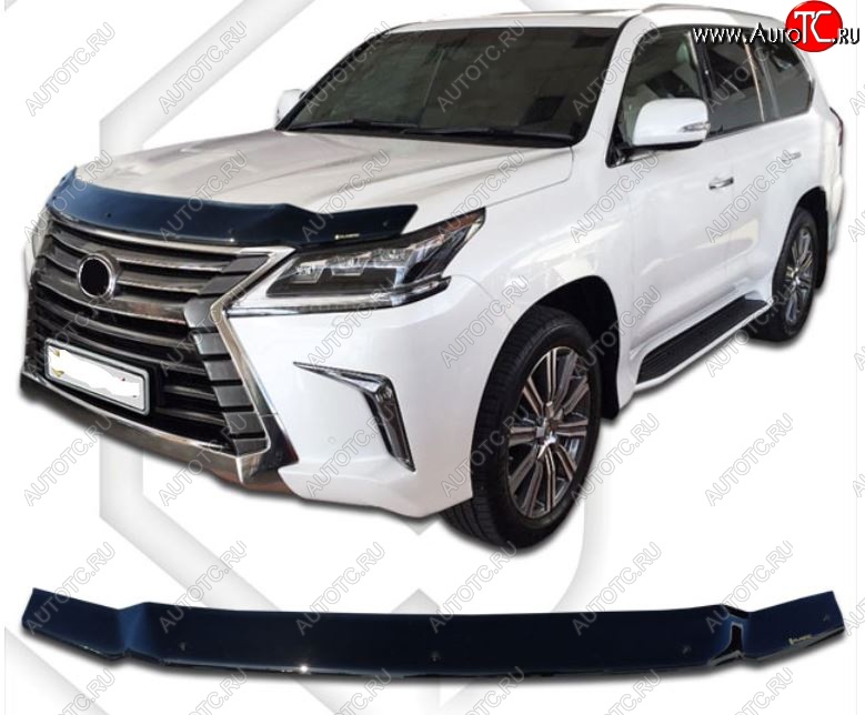 2 159 р. Дефлектор капота CA-Plastiс  Lexus LX570  J200 (2015-2022) 2-ой рестайлинг (Classic черный, Без надписи)  с доставкой в г. Омск