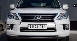 Защита переднего бампера (2 трубыØ75х42 и 42 мм, нержавейка) SLITKOFF Lexus LX570 J200 1-ый рестайлинг (2012-2015)