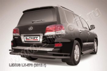 Защита заднего бампера из труб d76+42 Slitkoff (с уголками) Lexus (Лексус) LX570 (ЛХ)  J200 (2012-2015) J200 1-ый рестайлинг