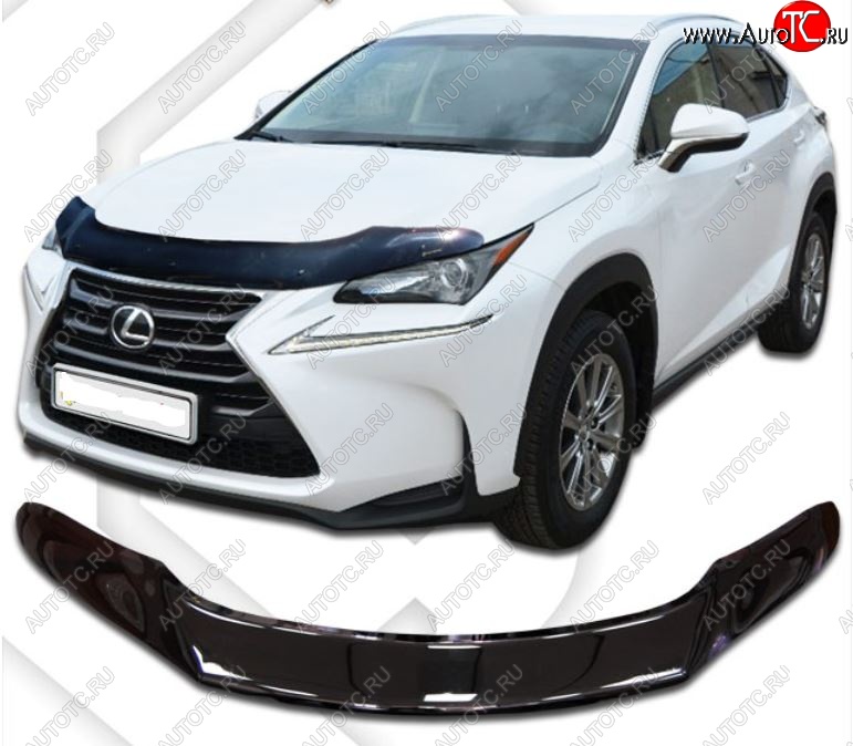 2 079 р. Дефлектор капота CA-Plastic exclusive Lexus NX300h Z10 дорестайлинг (2014-2017) (Classic черный, Без надписи)  с доставкой в г. Омск