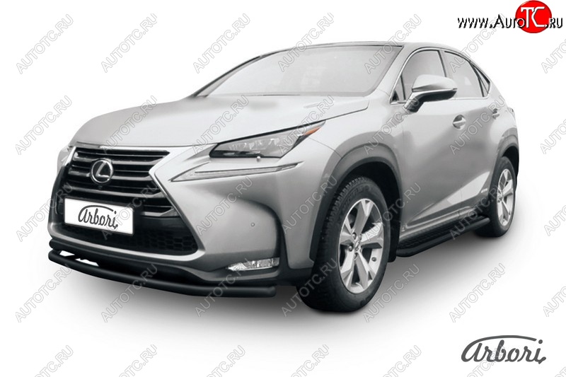 7 019 р. Защита переднего бампера Arbori (радиусная, черная, 1 труба d57 mm). Lexus NX300h Z10 дорестайлинг (2014-2017)  с доставкой в г. Омск