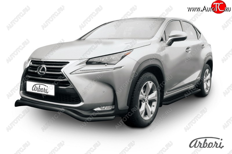 7 559 р. Защита переднего бампера Arbori (волна, черная, 1 труба d57 mm). Lexus NX300h Z10 дорестайлинг (2014-2017)  с доставкой в г. Омск