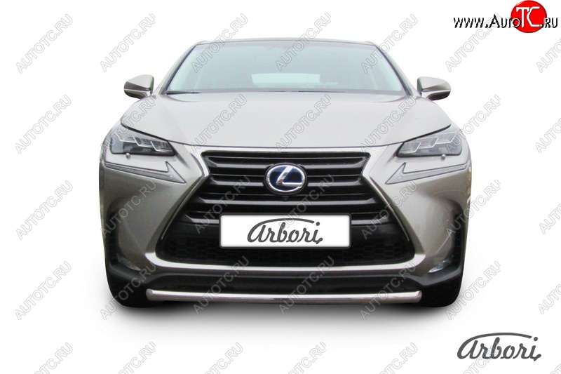 8 549 р. Защита переднего бампера Arbori (короткая, нержавейка, 1 труба d57 mm). Lexus NX300h Z10 дорестайлинг (2014-2017)  с доставкой в г. Омск