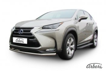 13 319 р. Защита переднего бампера Arbori (радиусная, нержавейка, 1 труба d57 mm). Lexus NX300h Z10 дорестайлинг (2014-2017)  с доставкой в г. Омск. Увеличить фотографию 2