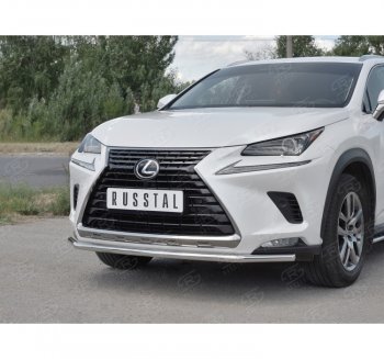 8 649 р. Защита переднего бампера (Ø42 мм, нержавейка) Russtal  Lexus NX300h  Z10 (2014-2017) дорестайлинг  с доставкой в г. Омск. Увеличить фотографию 3