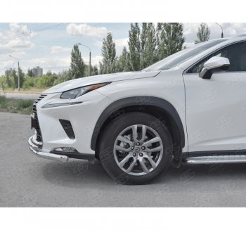 25 999 р. Защита переднего бампера (2 трубы Ø63 и 42 мм, нержавейка) SLITKOFF  Lexus NX300h  Z10 (2014-2017) дорестайлинг  с доставкой в г. Омск. Увеличить фотографию 2