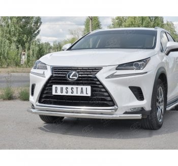 25 999 р. Защита переднего бампера (2 трубы Ø63 и 42 мм, нержавейка) SLITKOFF  Lexus NX300h  Z10 (2014-2017) дорестайлинг  с доставкой в г. Омск. Увеличить фотографию 3