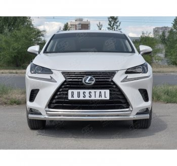 25 999 р. Защита переднего бампера (2 трубы Ø63 и 42 мм, нержавейка) SLITKOFF  Lexus NX300h  Z10 (2014-2017) дорестайлинг  с доставкой в г. Омск. Увеличить фотографию 4