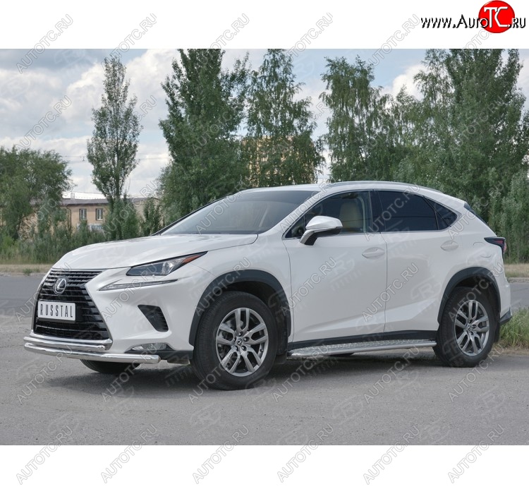 25 999 р. Защита переднего бампера (2 трубы Ø63 и 42 мм, нержавейка) SLITKOFF  Lexus NX300h  Z10 (2014-2017) дорестайлинг  с доставкой в г. Омск