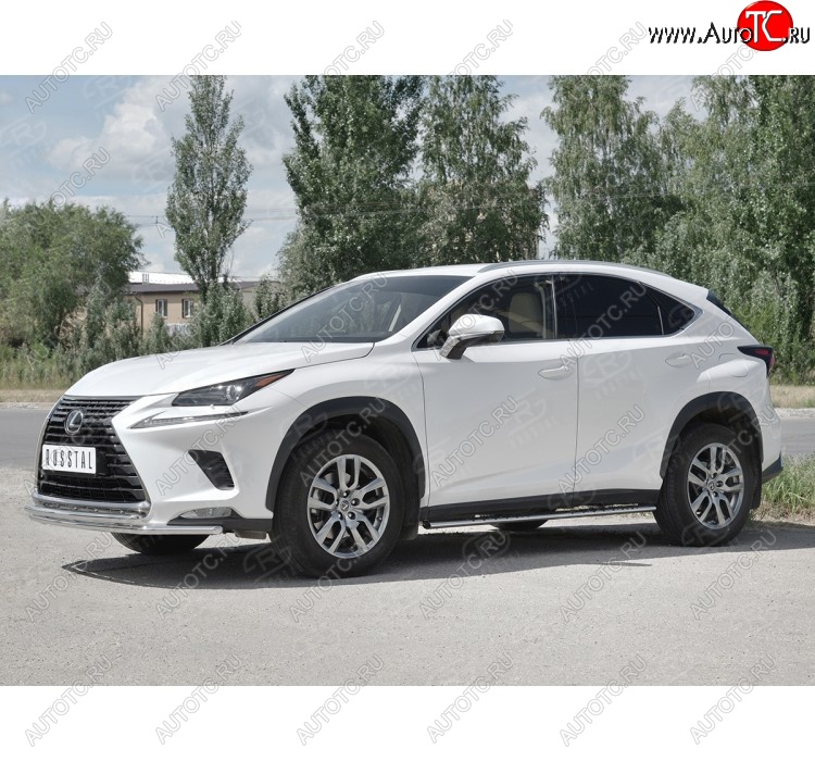 16 649 р. Защита переднего бампера (2 трубы Ø42 мм, нержавейка) SLITKOFF Lexus NX300h Z10 дорестайлинг (2014-2017)  с доставкой в г. Омск