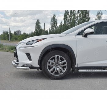 22 549 р. Защита переднего бампера (Ø63 мм с клыками, нержавейка) SLITKOFF Lexus NX300h Z10 дорестайлинг (2014-2017)  с доставкой в г. Омск. Увеличить фотографию 2