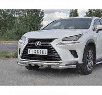 22 549 р. Защита переднего бампера (Ø63 мм с клыками, нержавейка) SLITKOFF Lexus NX300h Z10 дорестайлинг (2014-2017)  с доставкой в г. Омск. Увеличить фотографию 3